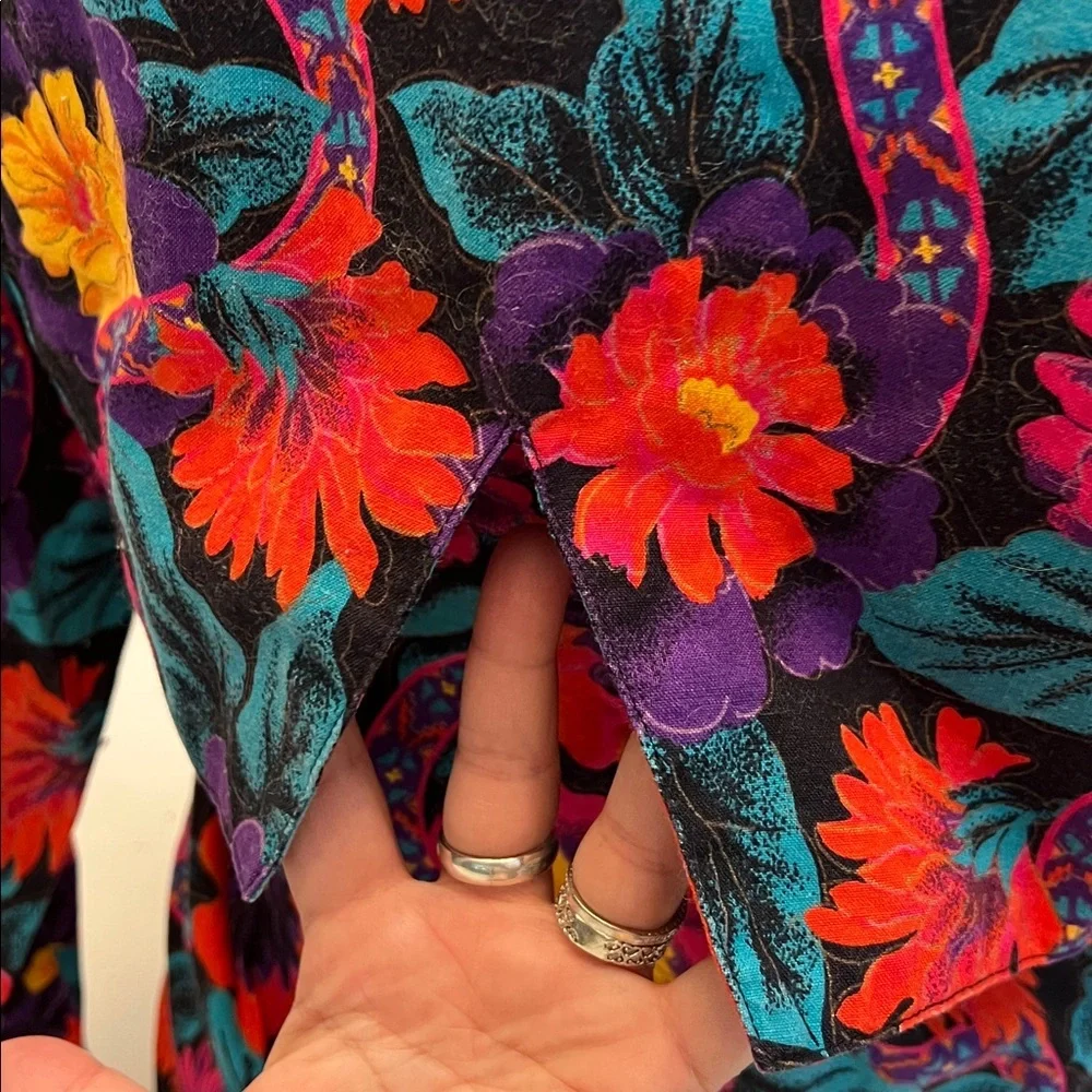 VINTAGE WRANGLER 80’s WESTERN FLORAL LONG SLEEVE BUTTON DOWN TOP SMALL - Picture 6 of 16